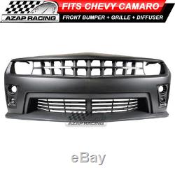 10-13 ZL1 PP Front Bumper Kit + Grille + Bumper Lip Diffuser Fits Chevy Camaro