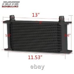19 Row Fit For Universal Thermostat Adapter Engine Black Aluminum Oil Cooler Kit