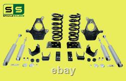 3/5 Drop Spindle Kit + Shocks Fits 99-06 Chevy Silverado/GMC Sierra 1500 V8