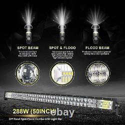 50 LED Light Bar Curved +20'' Lamp+ 4x Pods Kit For Chevy Silverado/GMC Sierra