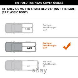 Black 6.6Ft Bed Hard Tri-Fold Tonneau Cover Kit Fit For 88-07 Silverado 1500