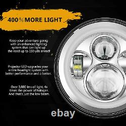 DOT 7 inch Round LED Headlights Halo Pair Kit Hi/Low Beam for VW Beetle Classic