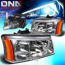 FOR 2003-2007 CHEVY SILVERADO/AVALANCHE SIGNAL HEADLIGHT WithLED KIT+ FAN CHROME