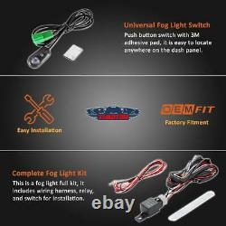Fit 14-20 Chevy Impala Pair OE LED DRL Fog Light +Wiring+Switch Kit Clear Lens