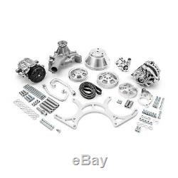 Fit Chevy SBC 350 Aluminum Serpentine Complete Engine Pulley & Components Kit