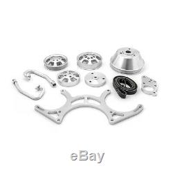 Fit Chevy SBC 350 Aluminum Serpentine Complete Engine Pulley & Components Kit