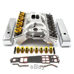 Fit Chevy SBC 350 Angle Plug Hyd Roller Cylinder Head Top End Engine Combo Kit