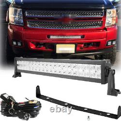 Fit Chevy Silverado 1500/2500/3500 120W LED Bar With 24W Light Pod Bumper Brackets