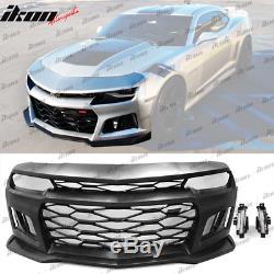 Fits 14-15 Camaro 6th Gen ZL1 Style Front Bumper Cover DRL Turn Signal Fog Light