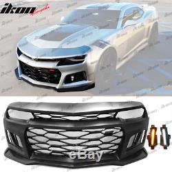 Fits 16-18 Chevy Camaro ZL1 Style Front Bumper Conversion + DRL Fog Lights Pair
