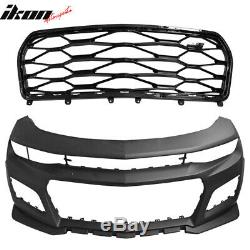 Fits 16-18 Chevy Camaro ZL1 Style Front Bumper Conversion + DRL Fog Lights Pair