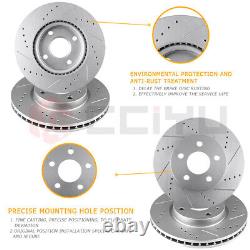 Fits Chevrolet Saturn Front Drilled & Slotted Brake Rotors And Ceramic Pads Kit