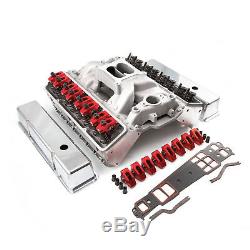 Fits Chevy SBC 350 Straight Plug Solid FT Cylinder Head Top End Engine Combo Kit
