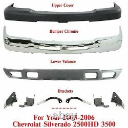 Front Bumper Chrome Kit Steel Set of 9 For 2003-2006 Chevy Silverado 2500HD 3500