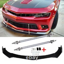 Front Bumper Lip Body Kit Spoiler Splitters Black + Strut Rods For Chevy Camaro