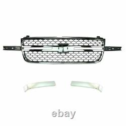 Front Grille + Fillers + Lights & Brackets For 2003-2006 Silverado 2500HD 3500HD