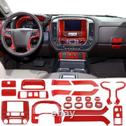 Interior Decoration Cover Trim Kit For Chevy Silverado GMC Sierra 14-17 Red 24pc
