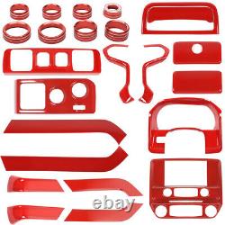 Interior Decoration Cover Trim Kit For Chevy Silverado GMC Sierra 14-17 Red 24pc