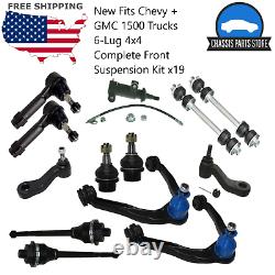 New Fits Chevy + GMC 1500 Trucks 6-Lug 4x4 Complete Front Suspension Kit x 19
