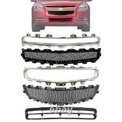 New Front Bumper Grille Assembly Kit with Moldings For 2008-2012 Chevrolet Malibu
