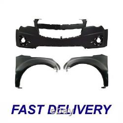 New Set of 3 Front Primed Bumper Cover Kit Fits 2010-2015 Chevrolet Equinox