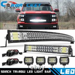 50 Led Light Bar Courbé +20'' Lampe + 4x Pods Kit Pour Chevy Silverado/gmc Sierra