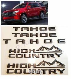 5pcs Matte Black Tahoe High Country Emblem Kits Pour Chevrolet Tahoe 2021+