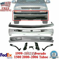 Bumper Avant Chrome Steel Kit+brackets Pour 99-02 Chevy Silverado 1500/00-06 Taho